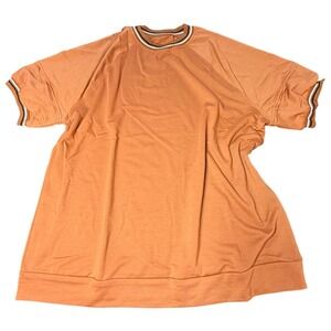 Retro Ringer T-Shirt Short Sleeve Casual Top Copper Brown Tee Size‎ S
